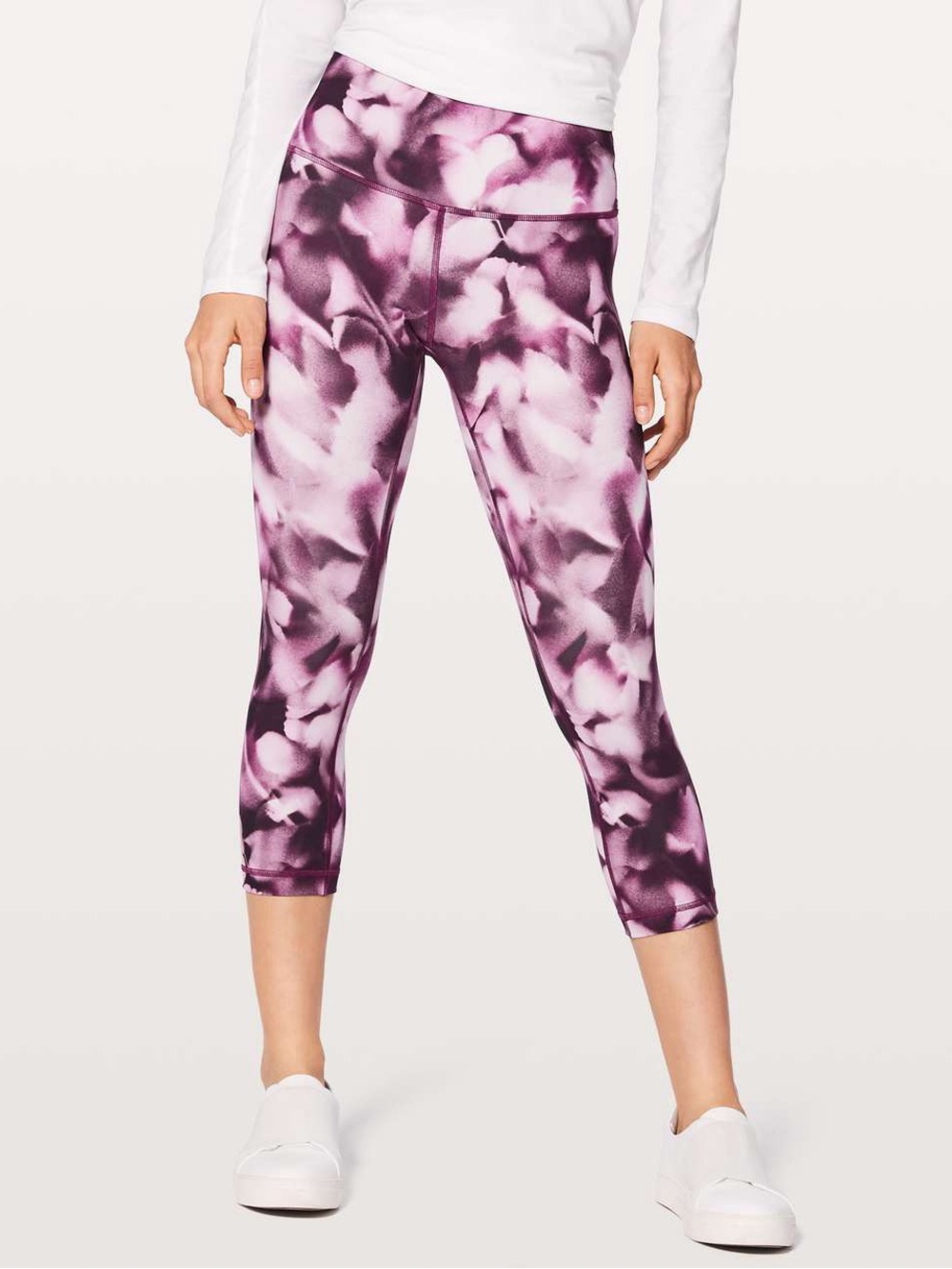 Lululemon Wunder Under Crop 21” Blush Blossom Floral Leggings Size 2